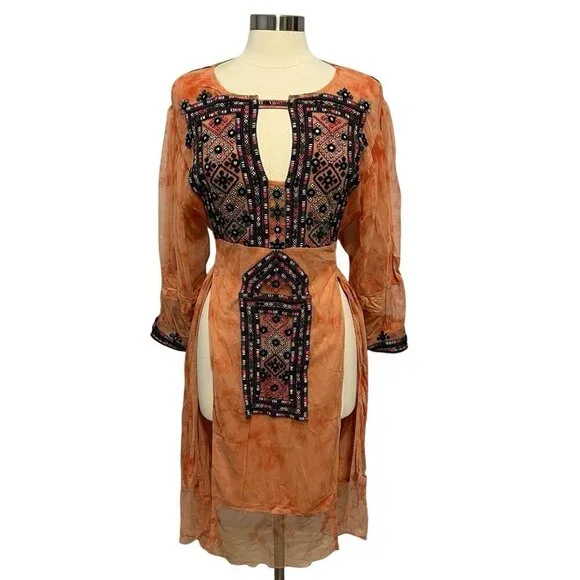 Free People Market Place Embroidered Maxi Top S Boho Festival - Picture 5 of 16